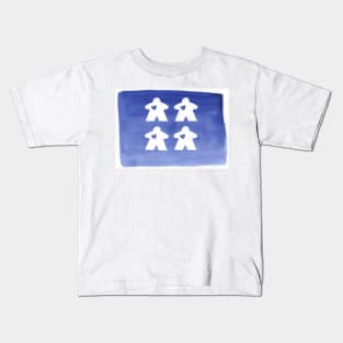 Watercolor Blue and White Meeple Loving Family | Game Night Art Kids T-Shirt